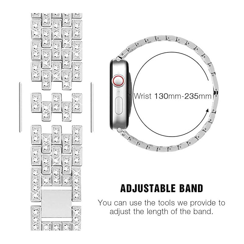 Worryfree Gadgets Metal Bling Fashion Band for Apple Watch 38/40/41mm, 42/44/45mm iWatch Band Series 8 7 6 5 4 3 2 1 & SE, 3 of 4