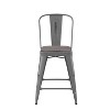Emma and Oliver Clear Coated Metal Stool with Backrest and Polyresin Seat for Indoor Use Only - 3 of 4