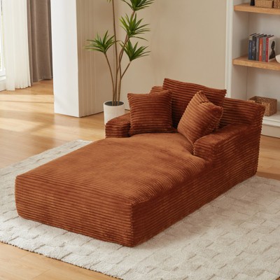 Aukfa 78.7" Corduroy Recliner Sofa Bed , No Assembly , Oversized Upholstered ,2 Pillows Chaise for Living Room & Bedroom