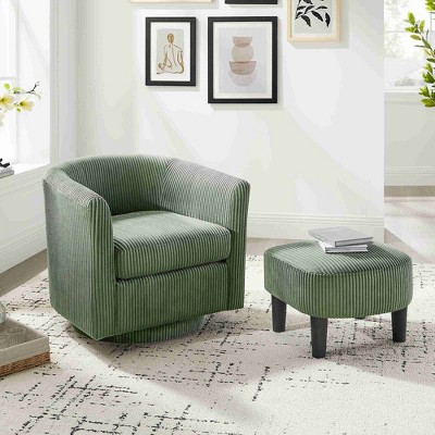 CAVINAS Corduroy Fabric Swivel Accent Chair with Ottoman,Modern Upholstered Swivel Arm Chairs,Reading Chairs for Living Room