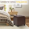 Square Leather Ottoman with Reversible Tray Lid – Hidden Storage Footrest, Small Coffee Table, Sturdy Design – 18”x18” - 3 of 4