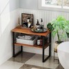 Costway 2-Tier Teak Bathroom Storage Shelf Freestanding Wooden Bookshelf for Living Room - 2 of 4