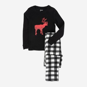 Leveret Kids Pajamas Cotton Top and Fleece Pants - 1 of 4
