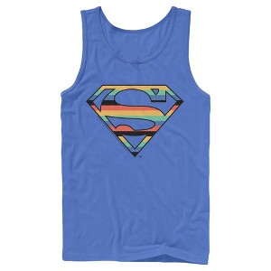 Men's Superman Logo Retro Stripe Tank Top - 1 of 3