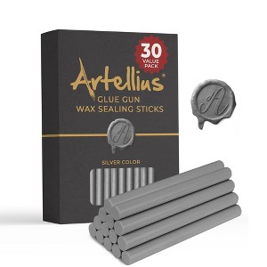 Artellius Premium Sealing Wax Sticks (Bulk 30 Pack) Wax Seal Glue Gun Sticks, Envelope Seal Wax for Stamp Seals - Silver - 1 of 4