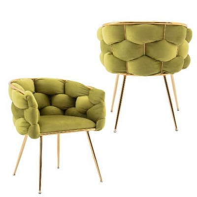 Kumasinova Luxury Modern Accent Armless Chair, Velvet Upholstered Dining Chair, Unique Knitting Process, Bedroom Leisure Single Sofa Chair
