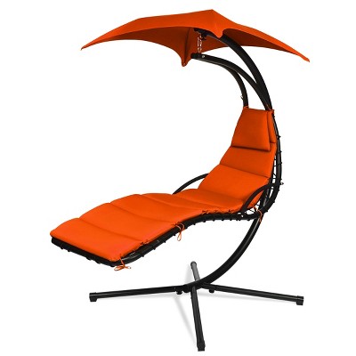 Tangkula Patio Hammock Chair Floating Hanging Chaise Lounge Chair W/ Canopy