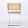 Set of two mid-century rattan side chairs with velvet and rattan backrests and chrome base, suitable for living room, bedroom - 4 of 4