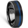 Pompeii3 Men's Black & Blue Inlay Tungsten Ring Brushed Ring 8mm Wedding Band - 2 of 4