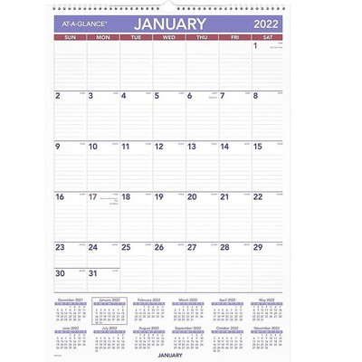 AT-A-GLANCE 2021-2023 27" x 12" Three-Month Calendar Contemporary White PM11X-28-22