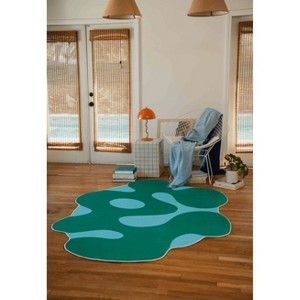 Lany Space Johann Banta Irregular Green Moss Design Rug - 1 of 4