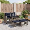 vidaXL Patio Sofa Set - Outdoor Furniture, 4 Piece, Gray Poly Rattan, Adjustable Table, Cushions, Glass Tabletop, Backyard, Terrace, Patio - 2 of 4