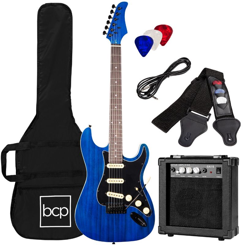 Best Choice Products 39in Full Size Beginner Electric Guitar Kit with Case, Strap, Amp, Whammy Bar, 1 of 8