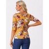 INSPIRE CHIC Women's Elbow Sleeves Boat Slim Fit Casual Stripe Animal Print Multi Floral Pattern T-Shirt - 4 of 4