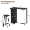 Small Bar Table and Chairs Set for 2, 3-Piece Bar Table Set with 3 Tier Storage Shelves, Space Saving Table - 2 of 4