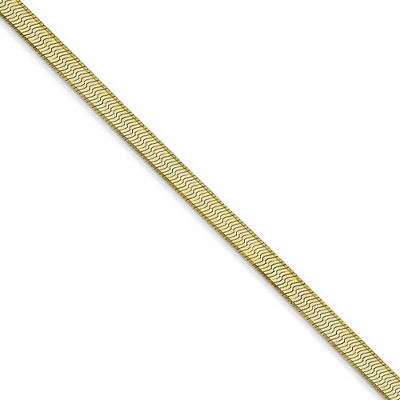 Black Bow Jewelry 3mm 10k Yellow Gold Solid Herringbone Chain Necklace