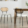 TYBOATLE Dining Chairs Set of 2, Mid-Century Modern Rattan Back Chairs with Black Faux Leather, Metal Legs, Boho Cane Chairs for Dining Room - 4 of 4