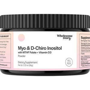 Myo & D-Chiro Inositol Supplement with MTHF Folate + Vitamin D3, Hormonal Balance & Healthy Ovarian Support, Wholesome Story, 66g - 1 of 4