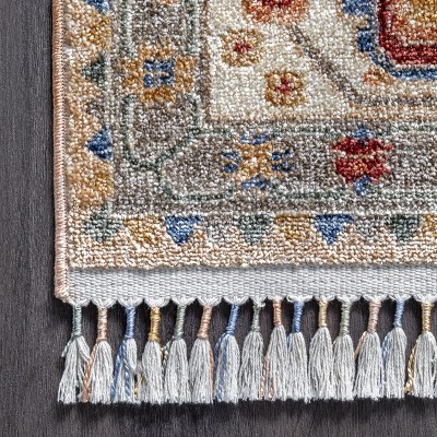 Elegant Ivory Floral Medallion 3x5 Cotton Blend Area Rug