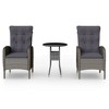 Bistro Set Grey Poly Rattan 3 Piece Set Height-Adjustable vidaXL - 2 of 4