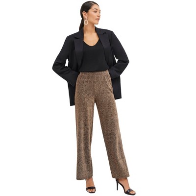 ellos Plus Size Metallic Knit Wide Leg Pant