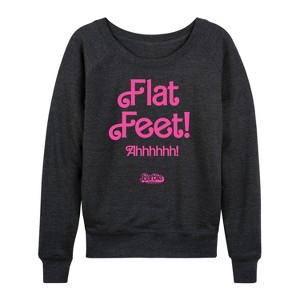 Women's - Barbie - Barbie Movie Flat Feet Lightweight French Terry Wide Neck Long Sleeve Shirt - 1 of 4