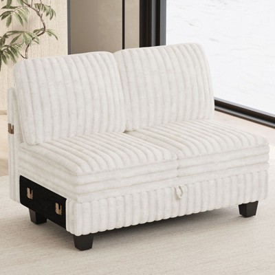 Belffin Corduroy Fabric Loveseat Module for Modular Sectional Couch for Living Room 2 Seater Modular with Storage