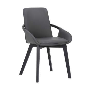 Greisen Faux Leather Wood Dining Chair Gray - Armen Living