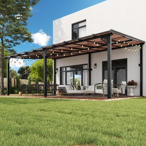 Aoxun 12'x20' Wall-Mounted Gazebo Pergola – Heavy-Duty Sloped Roof Awning for Patio, Backyard, Deck & Outdoor Shade - 1 of 4