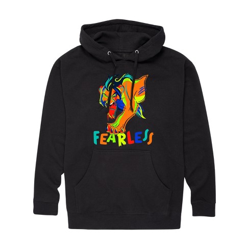 Men s The Lion King Scar Fearless Graphic Fleece Pullover Hoodie Black X large Target