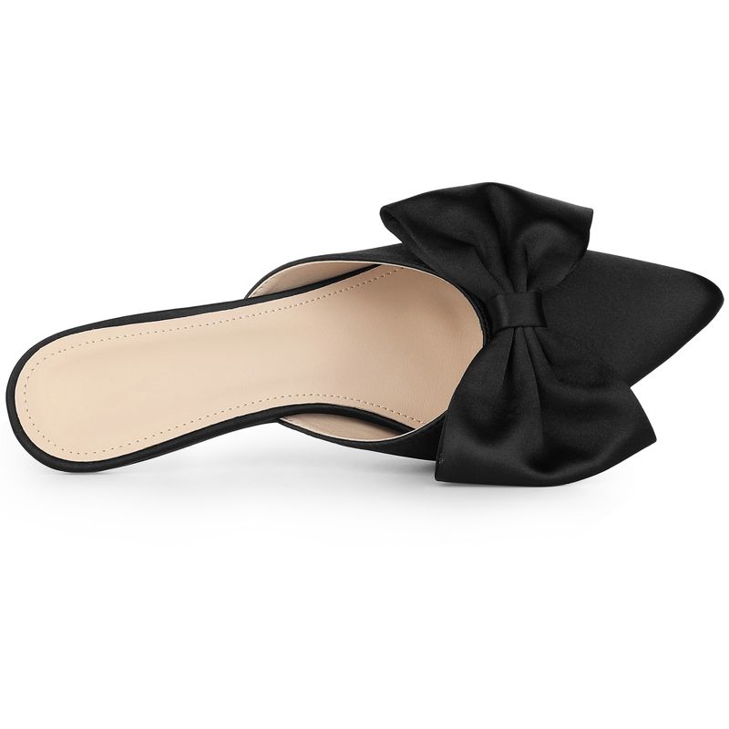 Allegra K Women's Bow Pointed Toe Clear Stiletto Heel Slides Mules, 4 of 7