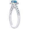 Pompeii3 1 Ct Blue Diamond Cushion Halo Engagement Ring 14k White Gold - 3 of 4