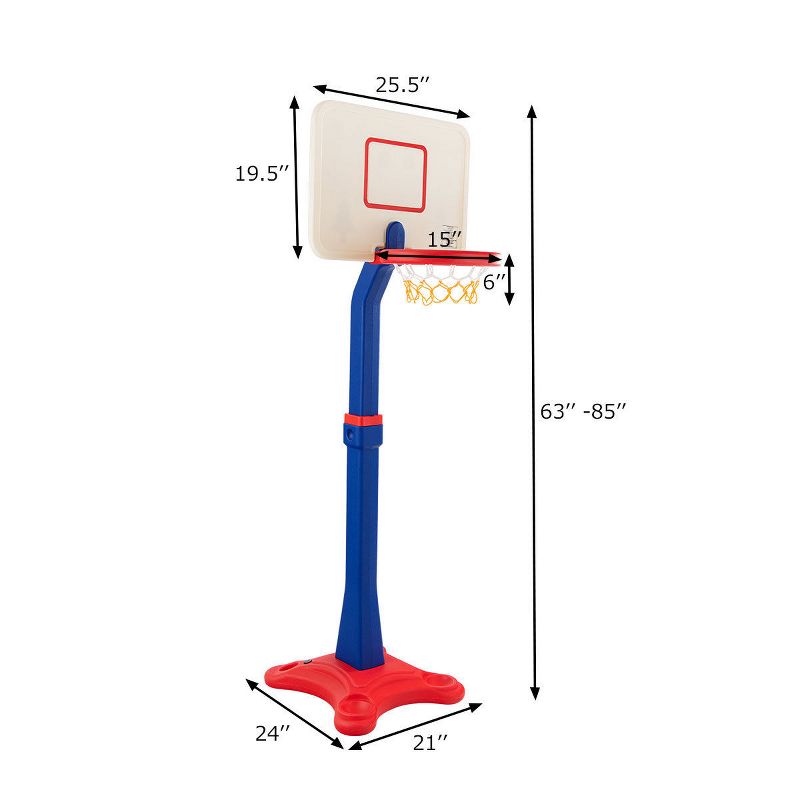 Costway Kids Children Basketball Hoop Stand Adjustable Height Indoor Outdoor Sports Toy, 3 of 9