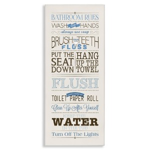 Stupell Industries Bathroom Rules Vintage List, 10" x 24" - 1 of 4