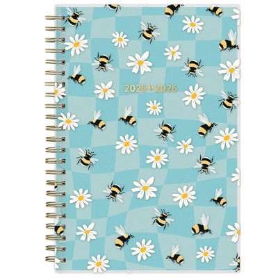 Blue Sky Color Me Courtney Wirebound Weekly/Monthly 5"x8" Frosted Dylan Bee Blue Check
