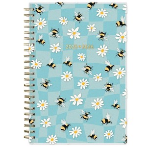 Blue Sky Color Me Courtney Wirebound Weekly/Monthly 5"x8" Frosted Dylan Bee Blue Check - 1 of 4