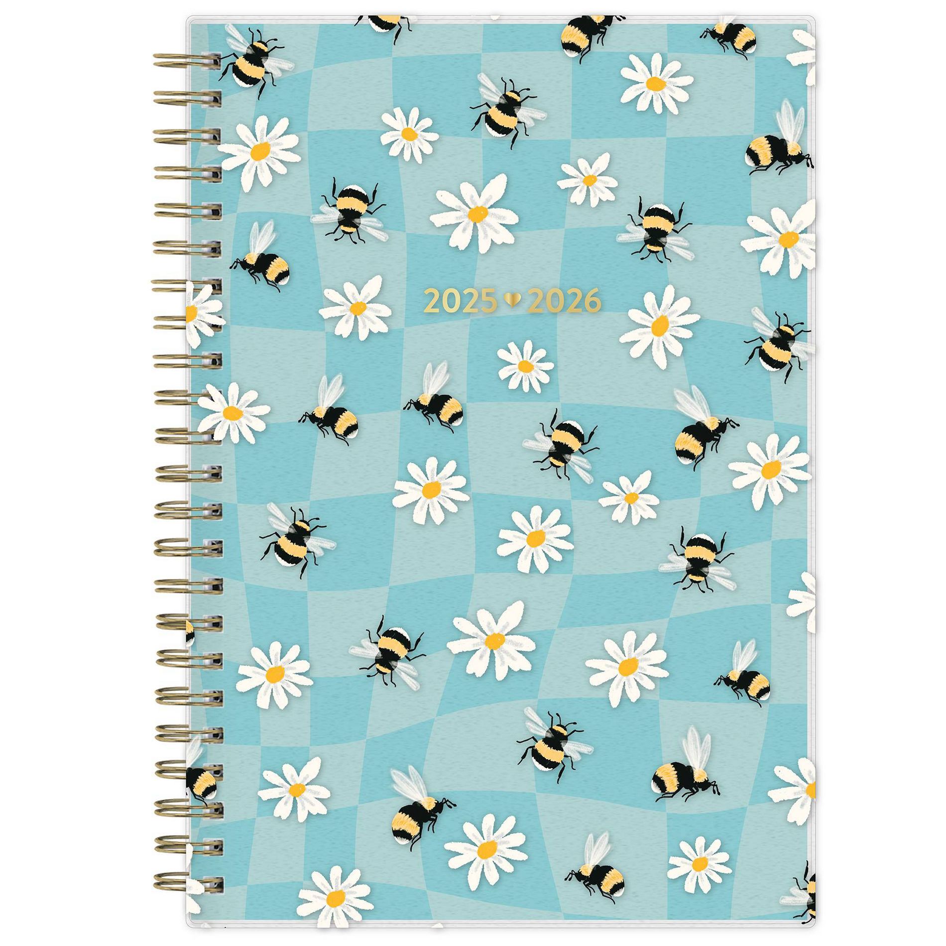 Blue Sky 5"x8" Color Me Courtney Wirebound 2025-2026 Weekly/Monthly Frosted Dylan Bee Blue Check