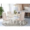 HomeStock 5-Pc Linen White Finish Solid Wood Top - Rectangular Upholstered Dining Room Set with Butterfly Leaf - Seats 4 - 2 of 4