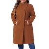 Agnes Orinda Women's Plus Size Winter Stand Collar Long Sleeve Back Split Long Overcoat - 2 of 4