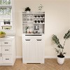 LunaLulinlk White Buffet Cabinet with Hutch - Modern Farmhouse Kitchen Storage Sideboard, Coffee Bar Station or Liquor - 2 of 4
