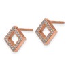Chisel Stainless Steel Polished Rose IP-plated Cubic Zirconia Diamond-shaped Stud Earrings - 2 of 4