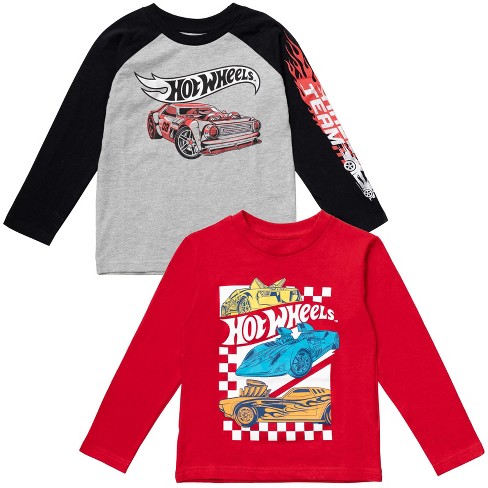 Hot Wheels Big Boys 2 Pack T Shirts Gray Red 10 12