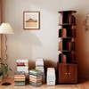 PDTEND 5-Tier 360° Rotating Corner Bookcase with Double Door Drawer for Small Spaces in Bedroom or Living Room - 4 of 4