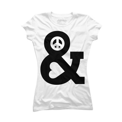 Junior's Design By Humans Peace and Love By radiomode T-Shirt