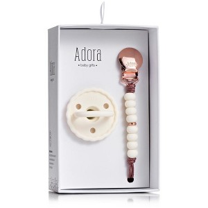 Baby Soother Silicone Pacifiers & Coordinating Mini Clip – Scalloped/Classic Design Infants Self-Soothing & Comforting Gift Set of 2 for Newborns - 1 of 4