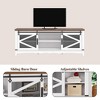 GustoWave Farmhouse TV Stand for TVs up to 65'', Sliding Barn Door with Open Storage, White & Brown - 4 of 4