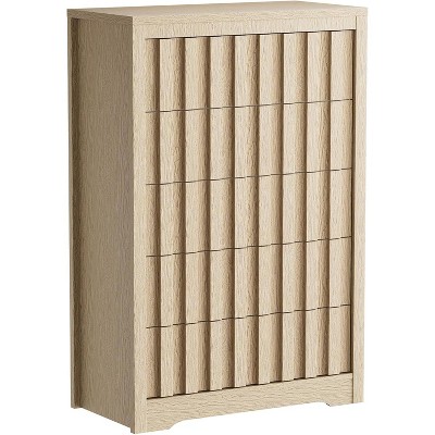 Fluted Dresser for Bedroom with 8 Drawers,Modern Wooden Chest of Drawers with Handleless,Wood Clothes Closet Organizer with Deep Storage