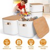 NewHome "2Pcs Stackable Storage Bins with Bamboo Lids & Handles, Plastic Storage Containers for Bedroom, Kitchen, Closet"White - 4 of 4