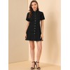 Allegra K Women's Puff Short Sleeve Collared Button Front Mini Denim Dress - 3 of 4