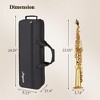 Brass Straight Soprano Saxophone Set with Case, Cork Grease, Cloth, Neck Strap, Brush, Gloves & Reed - Pro-Grade for School Band & Practice - 3 of 4